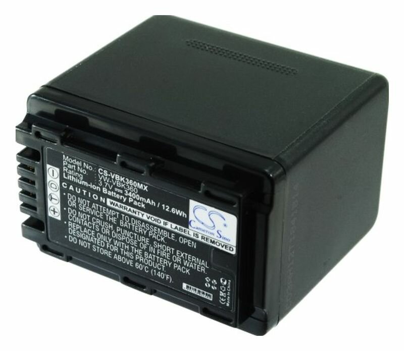 Аккумулятор Cameron Sino для видеокамеры Panasonic HDC-SD60, HC-V500, HC-V700, HDC-SD40, HC-V10, HDC-HS60, p/n: VW-VBK180, VW-VBK360, VW-VBL090, 3400мАч