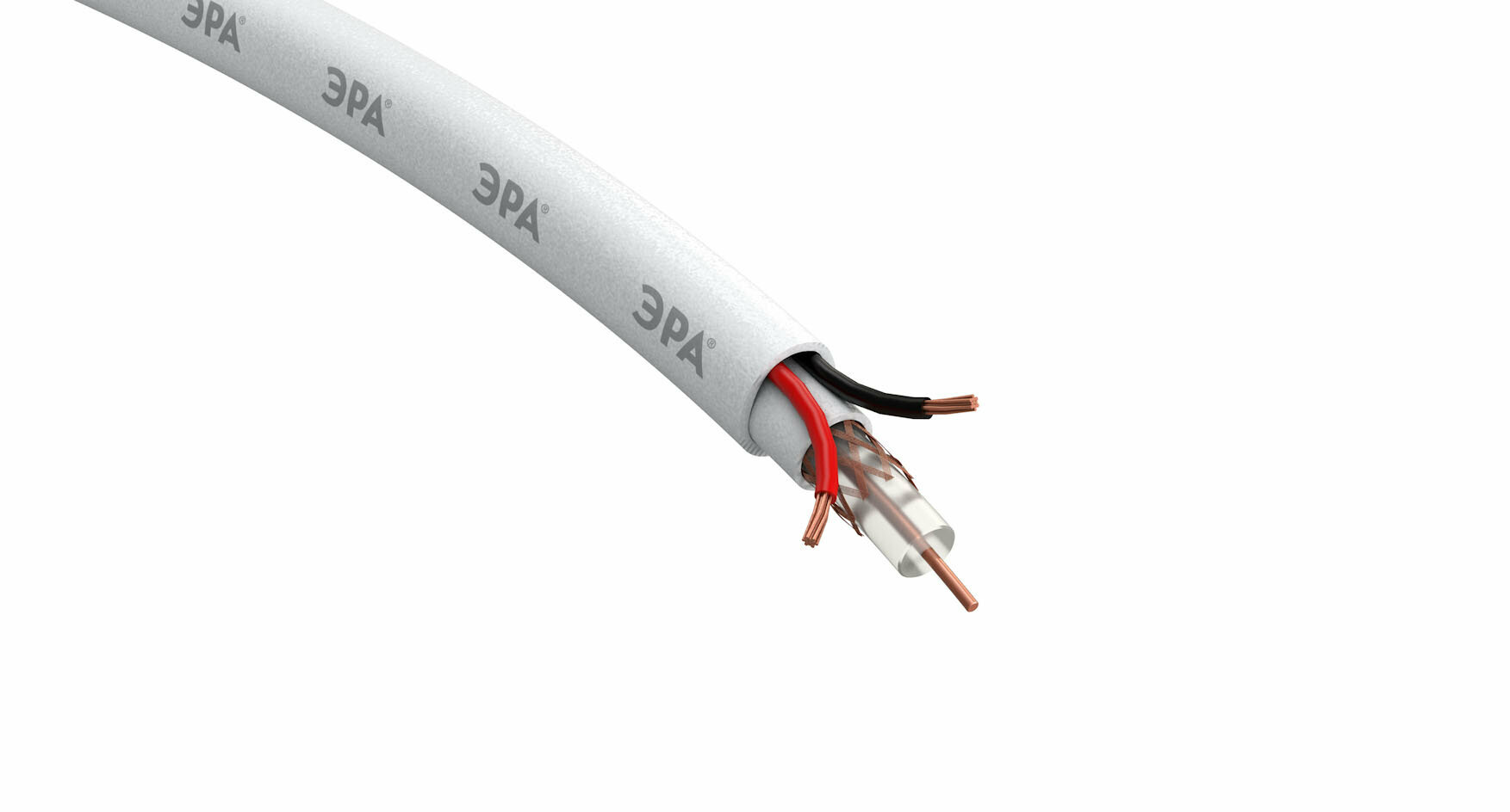Кабель для аналогового видеонаблюдения ЭРА K-0.5-PVC КВК-В-2 +2x0,5 мм, бухта 200 метров, белый Б0052732 — фото 3