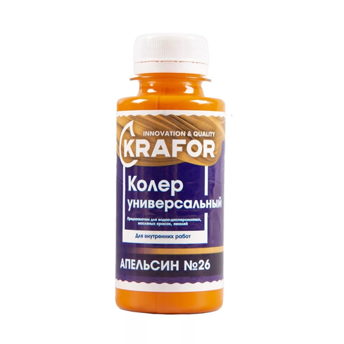 фото Колер krafor, апельсиновый, однокомпонентная колеровочная краска, 100 мл