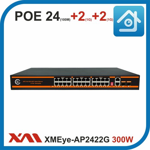 XMEye-AP2422G 300W Коммутатор POE на 24 порта 10100M 2 uplink GIGABIT 1000M 2 SFP GIGABIT 1000M 1025000₽