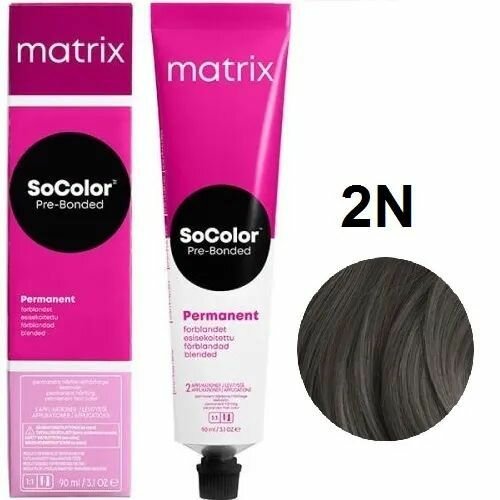 MATRIX, SOCOLOR Pre-Bonded, Крем-краска для волос №2N, черный, 90 мл