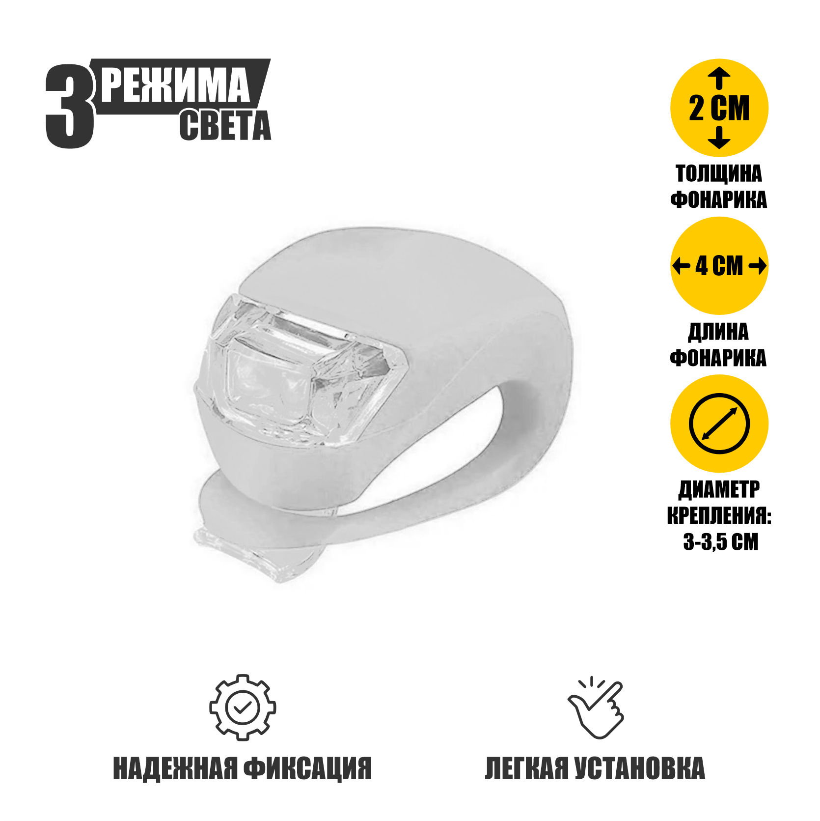 фото Декор мигалка для сумок и рюкзаков, LED фонарик силиконовый белый