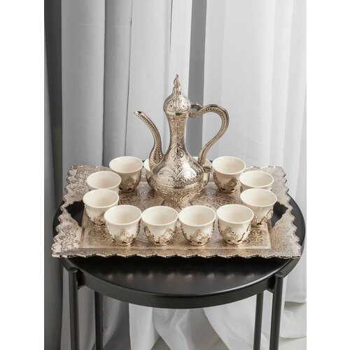 Сервиз чайный подарочный от бренда Sena с чайником серебро на 12 персон