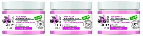 Sessio Ламинирующая маска для высокопористых волос Jelly Fruit, с малиной, 250 г, 3 шт