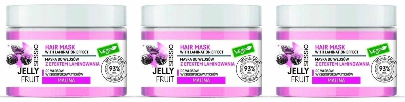 Маска ламинирующая для высокопористых волос с малиной Sessio Jelly Fruit Chantal 250г - фото №1