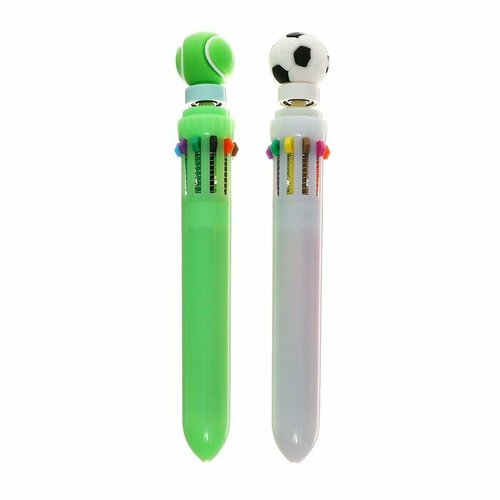 Ручка шариковая автоматическая 10-ти цветная, микс Спортивные мячи-спиннер 36 шт ручка спиннер со светодиодный ной подсветкой металлическая шариковая ручка с гироскопом для пальцев вращающаяся ручка с светильник кой д