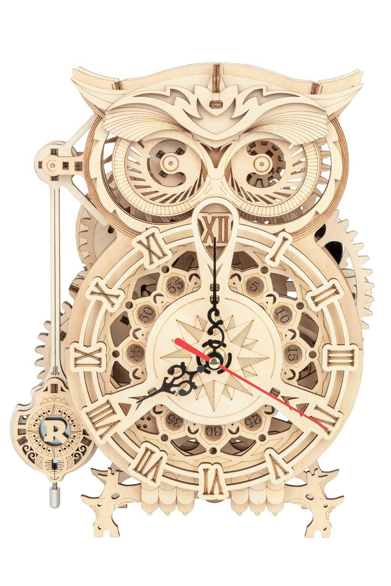 Кварцевые часы-конструктор Robotime Сова Owl Clock