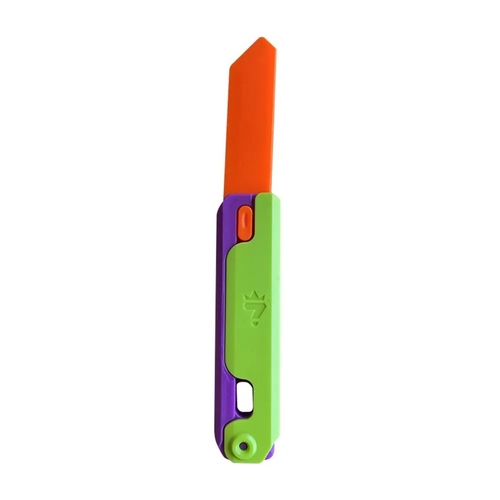 Игрушка-антистресс, гравитационный нож, нож-морковка, 3D фиджет, fidget knife, зеленый/оранжевый