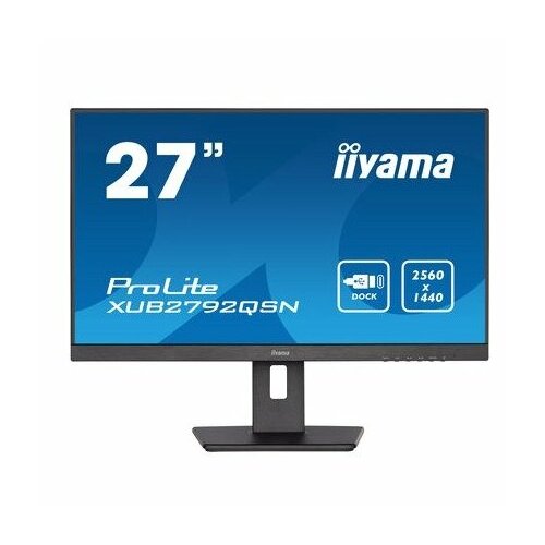 Iiyama Монитор LCD IIYAMA 27 XUB2792QSN-B5 черный IPS 2560x1440 75Hz 4ms 178178 350cd 10001 10bit8bitFRC HDMI14 DisplayPort12 2xUSB30 USB-C RJ45 2x2W Pivot VESA 4609000₽