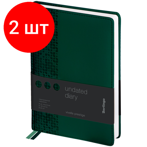 Комплект 2 шт, Ежедневник недатированный, А5, 160л, кожзам, Berlingo Vivella Prestige, зеленый ежедневник недатированный а5 160 листов patchwork зеленый