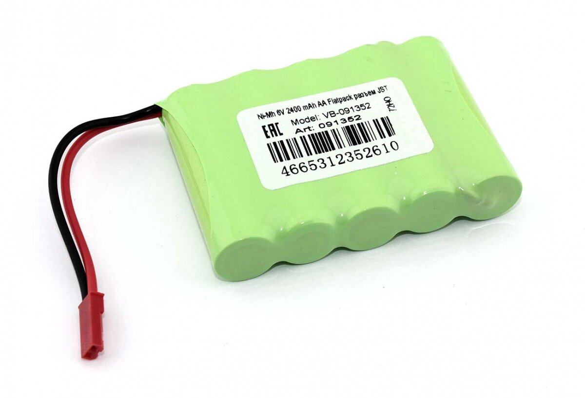 Аккумулятор Ni-Mh 6V 2400 mAh AA Flatpack разъем JST