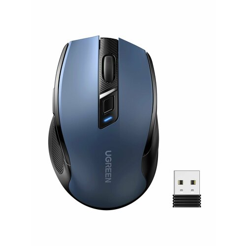 Беспроводная компьютерная мышь UGREEN MU006 (25753) Ergonomic Wireless Mouse 2.4G 4000DPI Silence Design 2.4 GHz/BT. Цвет: синий