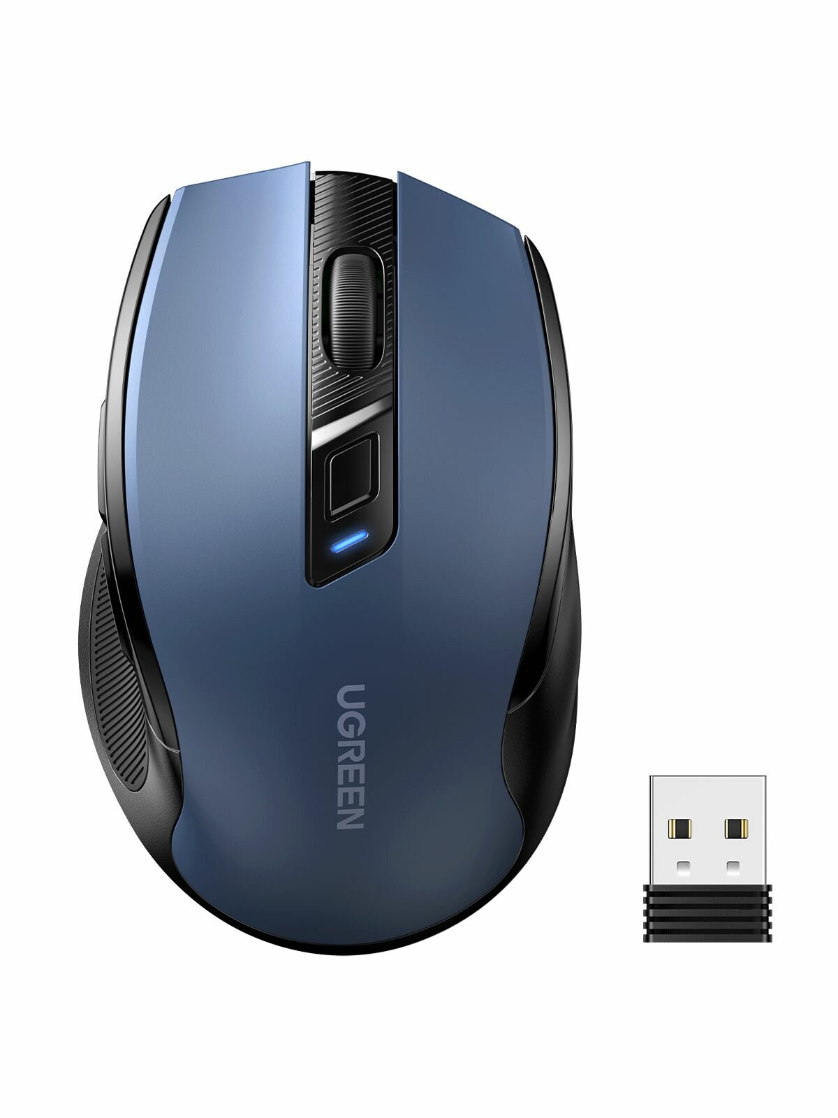 Беспроводная компьютерная мышь UGREEN MU006 (25753) Ergonomic Wireless Mouse 2.4G 4000DPI Silence Design 2.4 GHz/BT. Цвет: синий