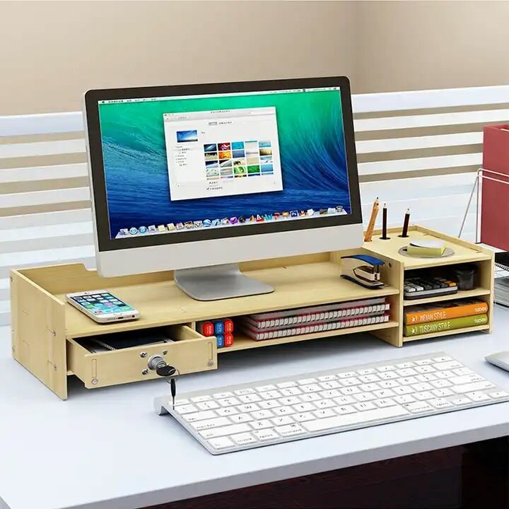 Подставка для монитора на рабочий стол, настольный органайзер для монитора, ноутбука, моноблока, дерево клён