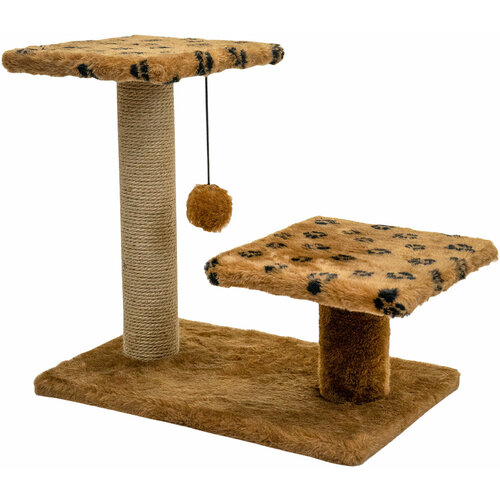 Когтеточка столбик Дарэленд Джут 95 квадратная с 2 полками коричневая 56 х 36 х 52 см (1 шт)