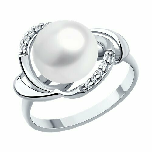 Кольцо SOKOLOV, серебро, 925 проба, размер 17.5, белый кольцо balex серебро 925 проба родирование фианит жемчуг культивированный размер 19