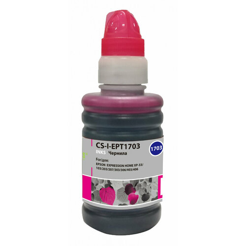 Чернила для принтера Cactus CS-I-EPT1703, для струйных принтеров Epson цвет: пурпурный, 100мл