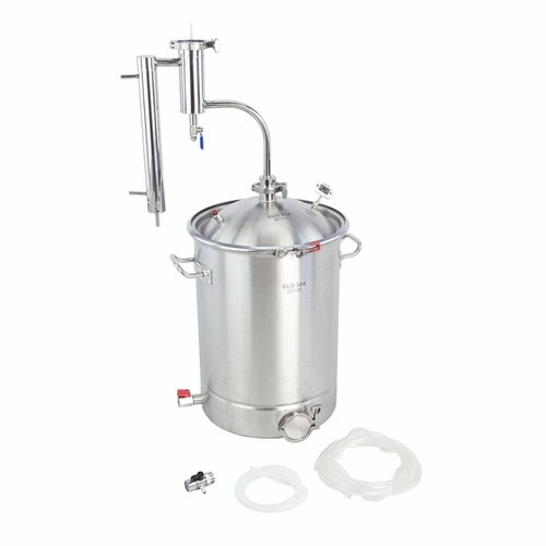 Самогонный аппарат АлкоЗверь Бизон с рубашечным холодильником куб 36 литров 304-я сталь с клампом под ТЭН 1826000₽