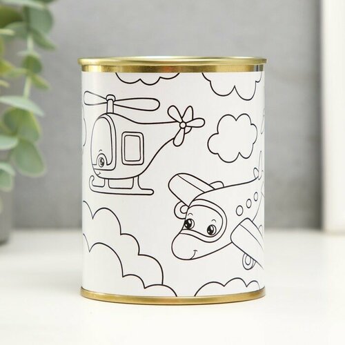 SUI Копилка-банка металл детская раскраска Авиация 385₽