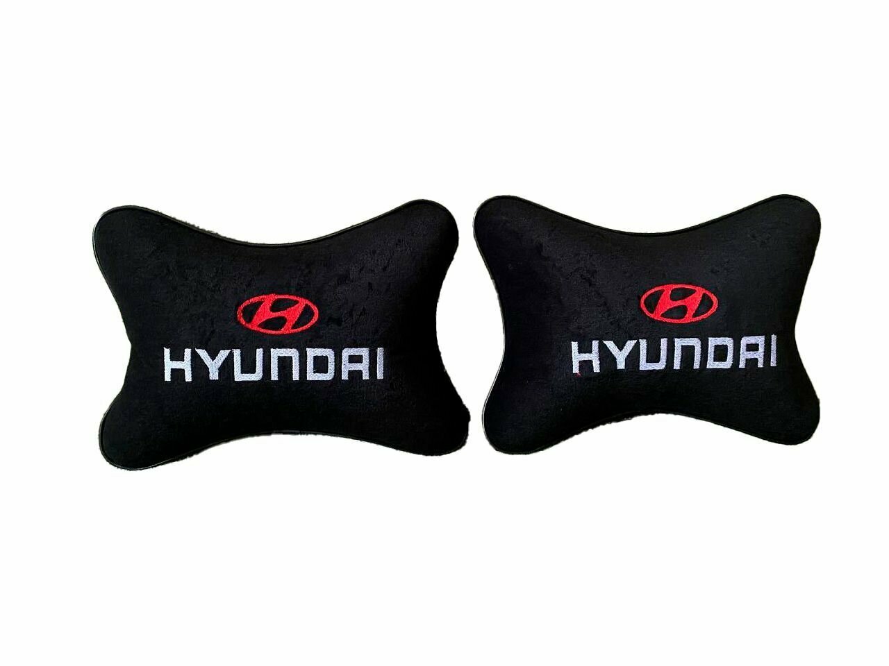 Подушки автомобильные под шею с вышитым логотипом и белой надписью Hyundai