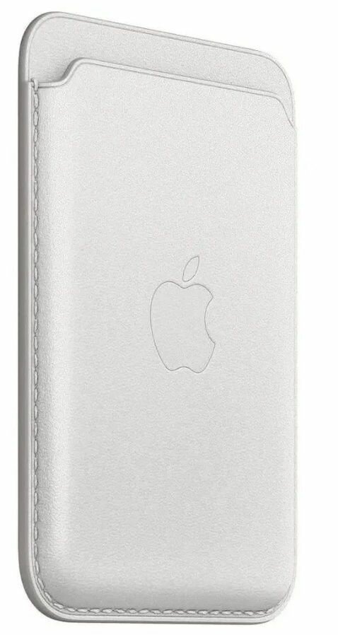 Кардхолдер / Чехол-бумажник MagSafe для iPhone, кожа, белый, ReBronShop — фото 1