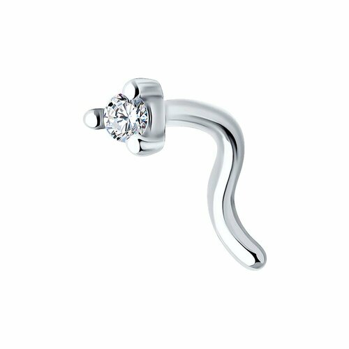 Пирсинг Diamant, серебро, 925 проба, родирование, фианит, средний вес 0.15 гр.