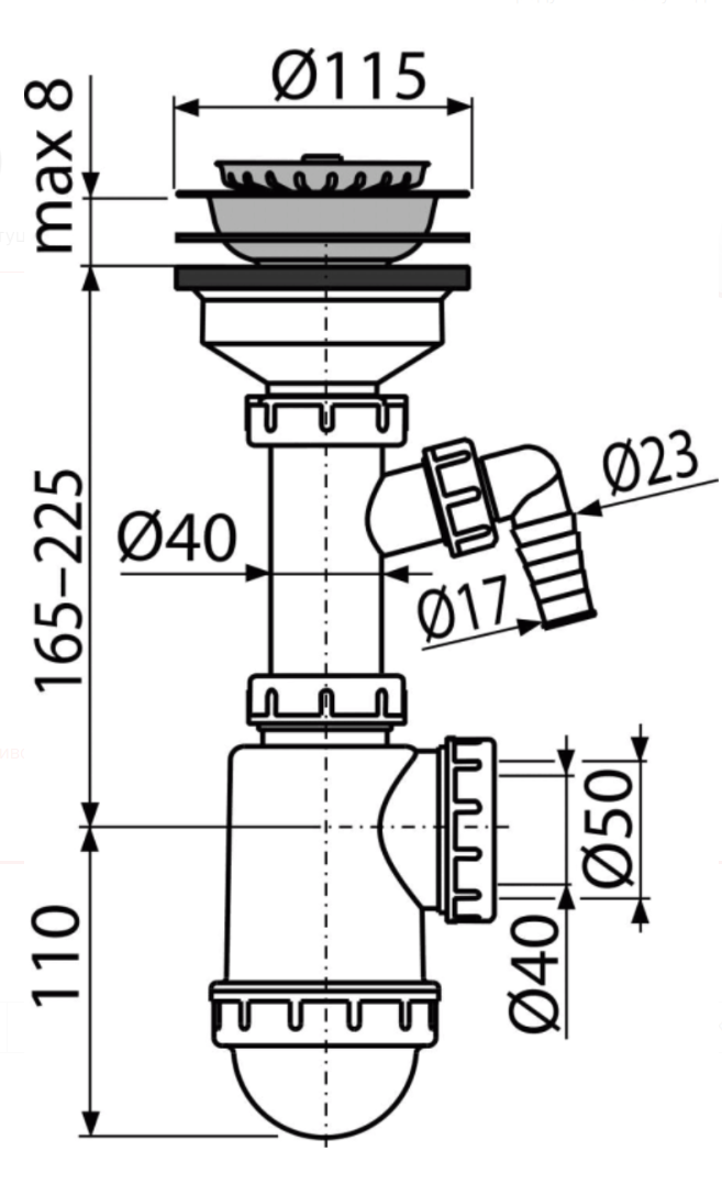 Сифон для кухонной мойки Alcaplast - фото №10