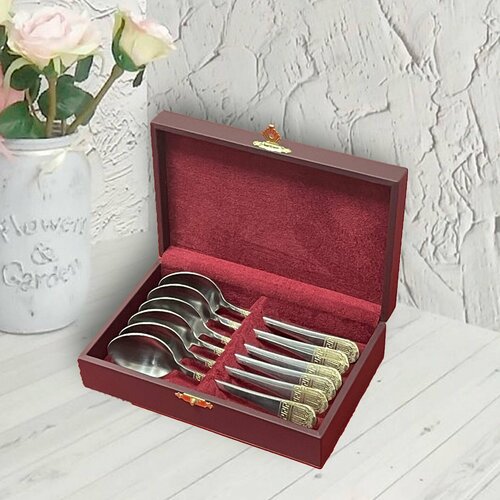 Подарочная коробочка для 6-ти чайных ложек / шкатулка для столовых приборов / Коробка под чайные ложки, 6 предметов