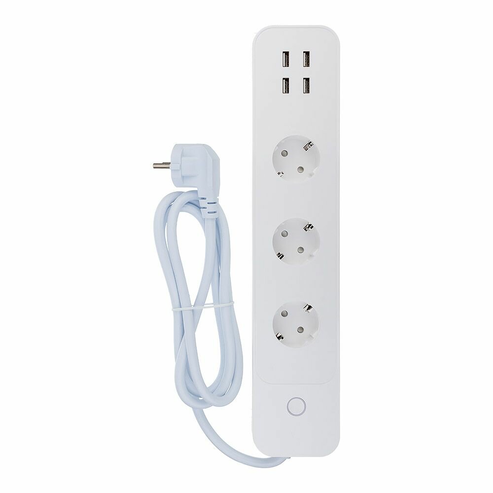 Умный сетевой фильтр-удлинитель Zetton на 3 розетки + 4 USB вых.16А + 4,6А ZTSHSPS3S4U16A1RU (белый) — фото 1