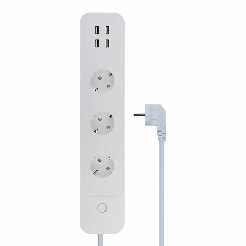 Умный сетевой фильтр-удлинитель Zetton на 3 розетки + 4 USB вых.16А + 4,6А ZTSHSPS3S4U16A1RU (белый)