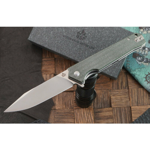фото Складной нож qsp knife mamba v2 qs111-i1, сталь d2, рукоять зеленая микарта