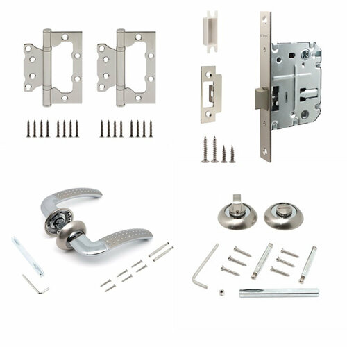 комплект для межкомнатной двери с фиксатором а61919 хром никель Комплект для межкомнатной двери с фиксатором NEODECO Delicacy ES никель/хром