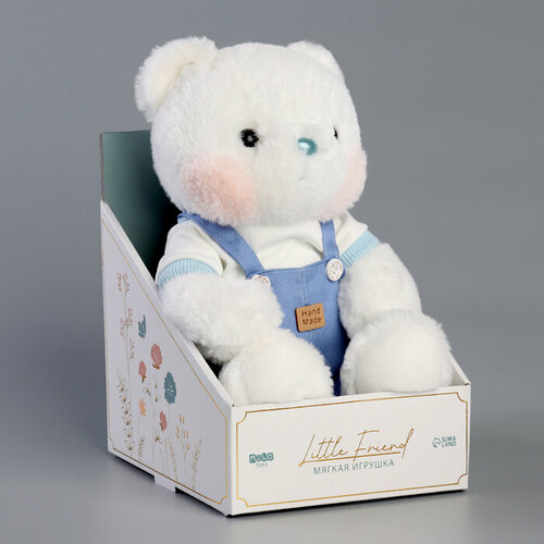 Мягкая игрушка Little Friend, медведь в синем комбинезоне