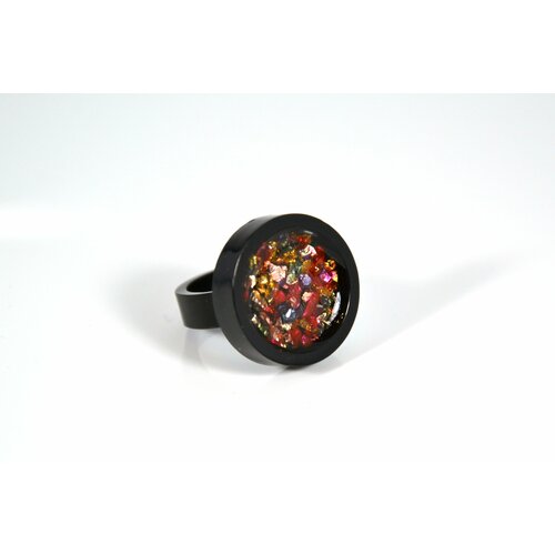 фото Кольцо карамба, кристалл, размер 22, мультиколор, черный