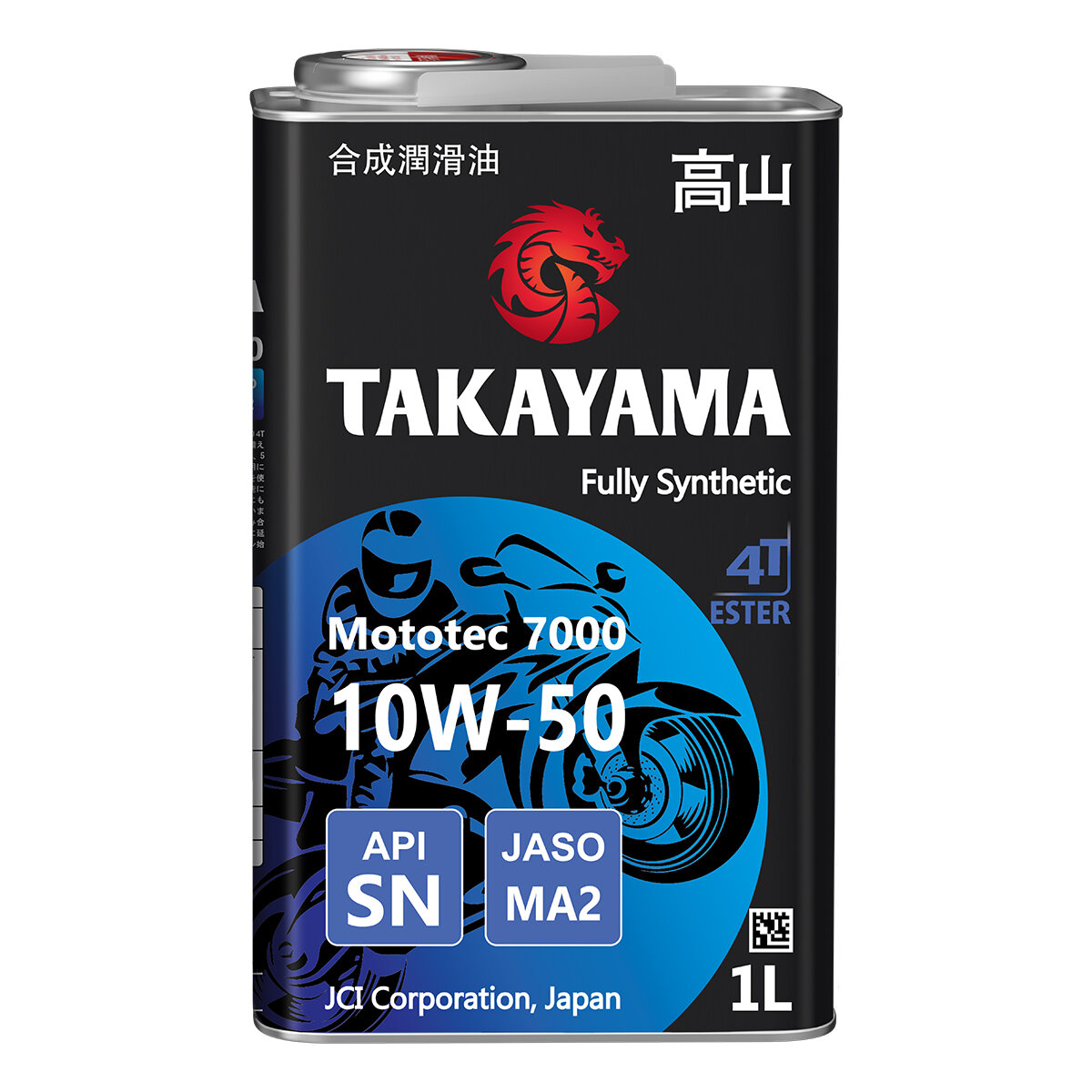 Масло мотор. TAKAYAMA 10W-50 MOTOTEC синт. 7000 4T SAE API SN JASO MA-2 1л. металл