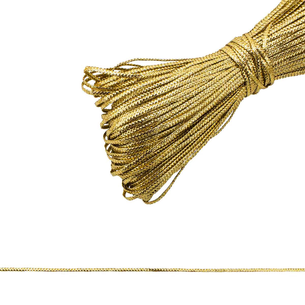 Шнур декоративный для рукоделия и шитья 1 мм*50 м люрекс Красная лента (золото)