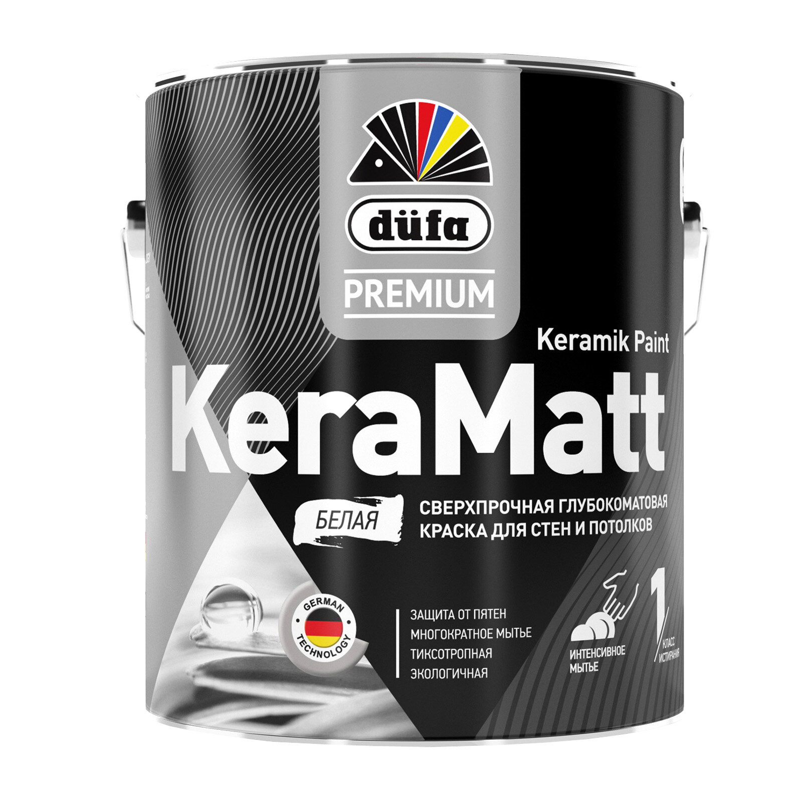 Краска для стен и потолков сверхпрочная Düfa Premium KeraMatt Keramik Paint глубокоматовая база 1 0,9 л
