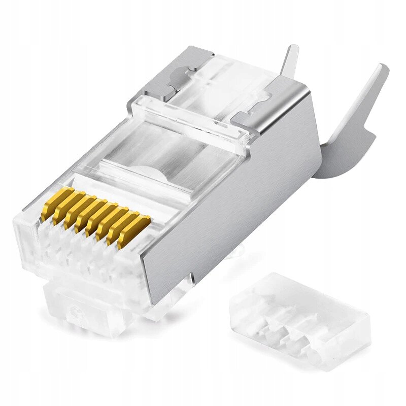 Коннектор RJ-45, разъем для витой пары Filum FL-NA-PLUG6-10 6A кат, экран, со вставкой, 50 мкм, для одножильного и многожильного кабеля, уп/100 шт.