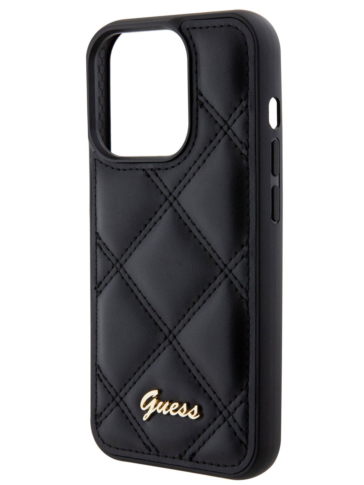 Guess для iPhone 15 Pro Max чехол PU Quilted with Script metal logo Hard Black