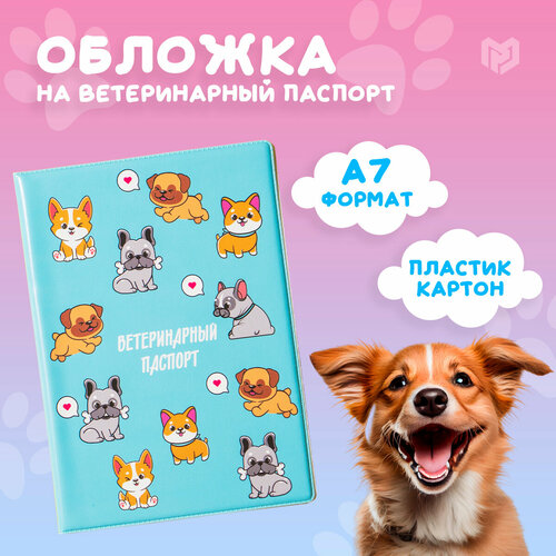 Обложка для паспорта Пушистое счастье голубой 317₽