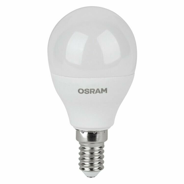 Лампа светодиодная (LED) Шар Е14 10Вт 800лм 3000К 230В матов. Osram