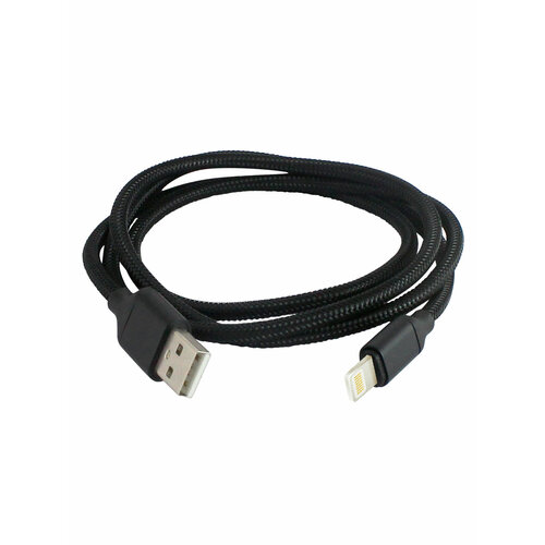 Дата-кабель, ДК 9, USB - Lightning, 1 м, тканевая оплетка, черный, TDM