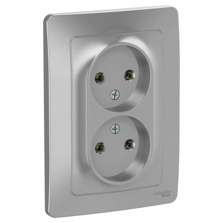 Розетка Systeme Electric (Schneider Electric) О/У 2-я 2Р+Е изол.пл. 16А, Алюминий BLANCA (комплект 8 шт)