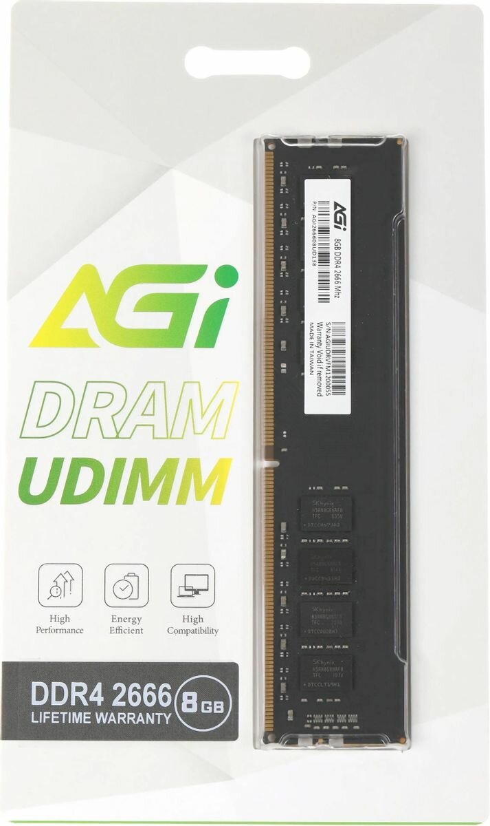 Оперативная память AGI UD138 AGI266608UD138 DDR4 - 8ГБ 2666МГц, DIMM, Ret