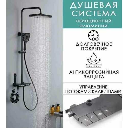 Душевой комплект Dikalan черный матовый