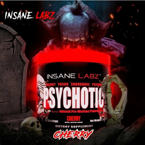 Предтреник Insane Labz Психотик 220г, вкус Вишня