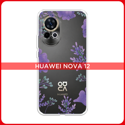 Силиконовый чехол на Huawei Nova 12 / Хуавей Нова 12 Сиреневая цветочная рамка, прозрачный силиконовый чехол на huawei nova 3i хуавей нова 3i сиреневая цветочная рамка прозрачный