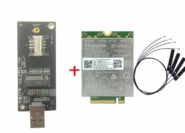 Модем Fibocom L860-GL-16 Cat16 с USB переходником и антеннами