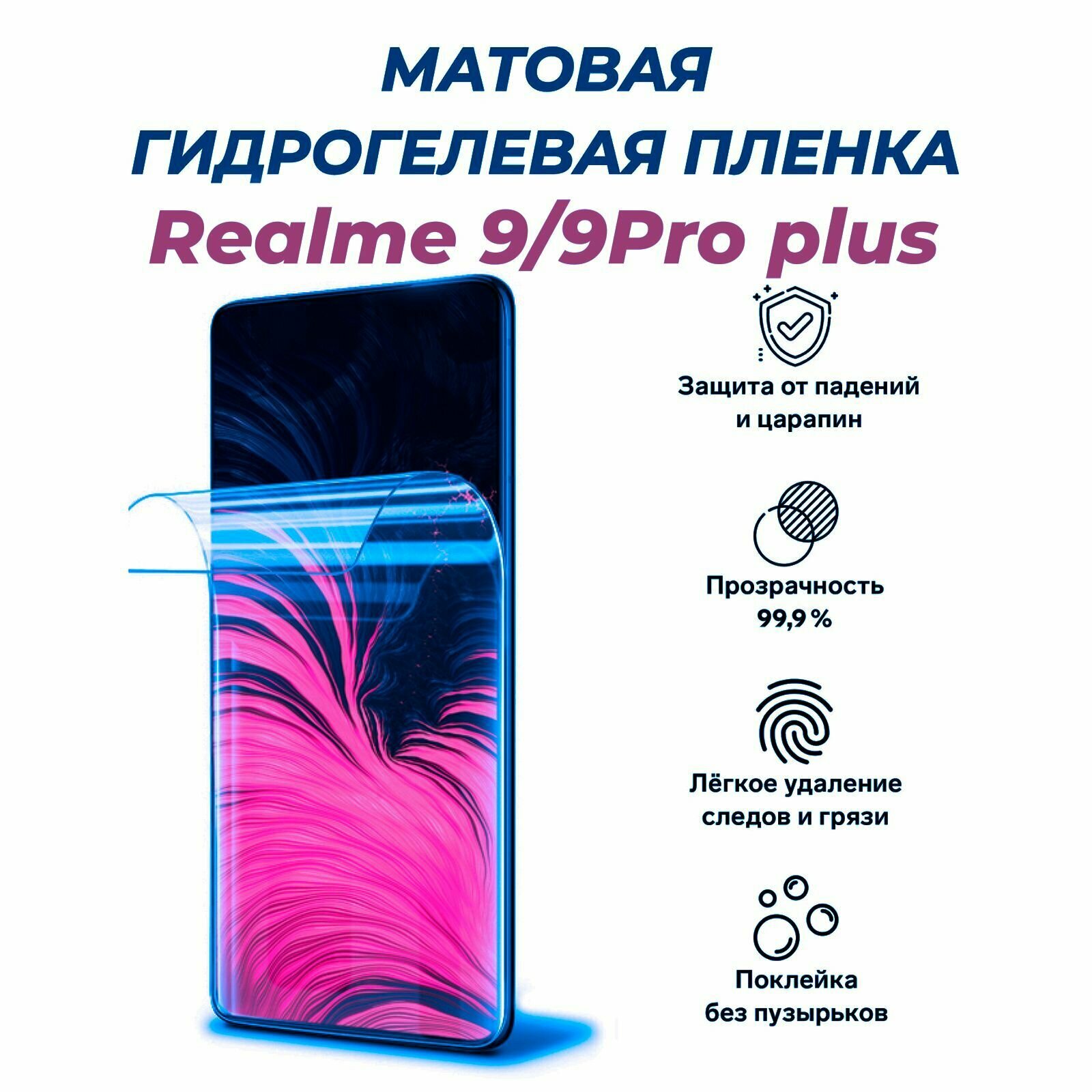Матовая гидрогелевая защитная пленка для Realme 9/9 pro plus