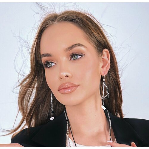 фото Серьги maro, говлит, размер/диаметр 80 мм, серебряный, черный